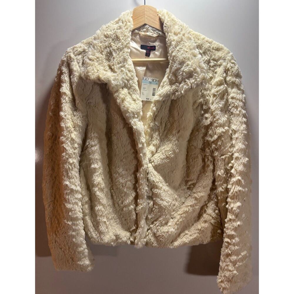 Bongo Junior Natural Faux Fur Vintage Luxe Teddy Jacket SZ Large Super Soft NWT